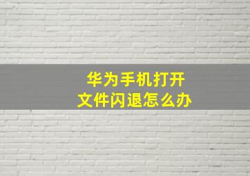 华为手机打开文件闪退怎么办