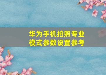 华为手机拍照专业模式参数设置参考