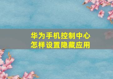 华为手机控制中心怎样设置隐藏应用