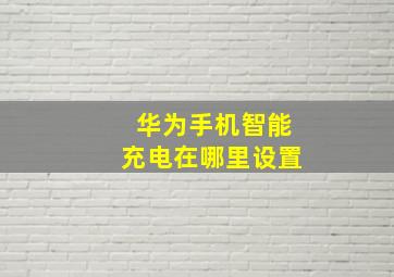 华为手机智能充电在哪里设置