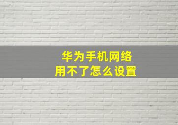 华为手机网络用不了怎么设置