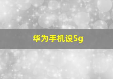 华为手机设5g