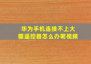 华为手机连接不上大疆遥控器怎么办呢视频