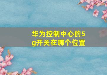 华为控制中心的5g开关在哪个位置