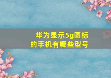 华为显示5g图标的手机有哪些型号