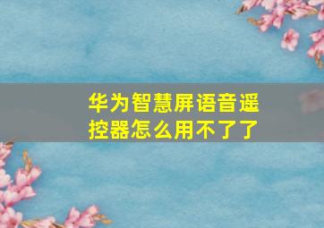 华为智慧屏语音遥控器怎么用不了了