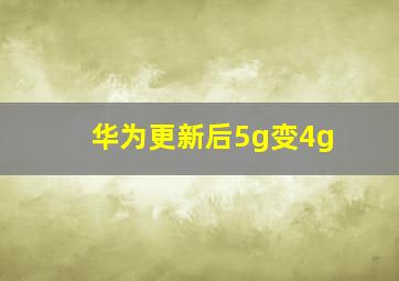 华为更新后5g变4g