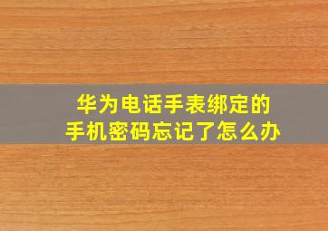 华为电话手表绑定的手机密码忘记了怎么办