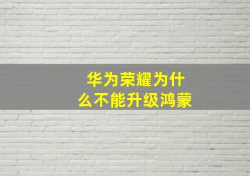 华为荣耀为什么不能升级鸿蒙