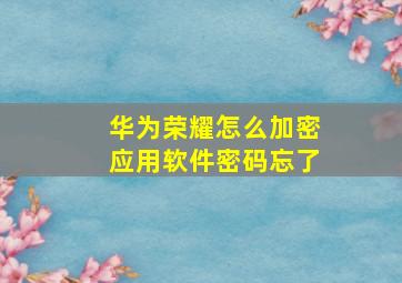 华为荣耀怎么加密应用软件密码忘了