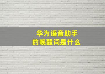 华为语音助手的唤醒词是什么