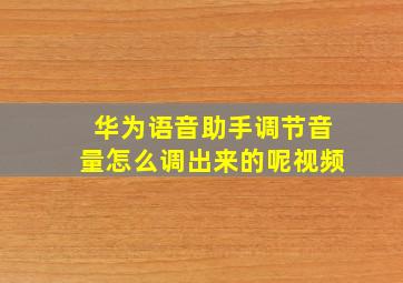 华为语音助手调节音量怎么调出来的呢视频