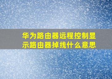 华为路由器远程控制显示路由器掉线什么意思