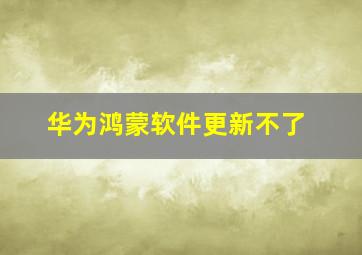 华为鸿蒙软件更新不了