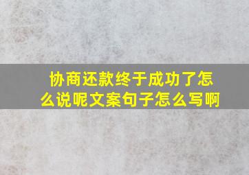 协商还款终于成功了怎么说呢文案句子怎么写啊