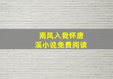 南风入我怀唐溪小说免费阅读