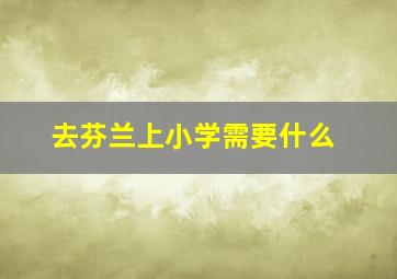 去芬兰上小学需要什么