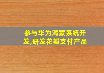 参与华为鸿蒙系统开发,研发花瓣支付产品