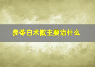 参苓白术散主要治什么