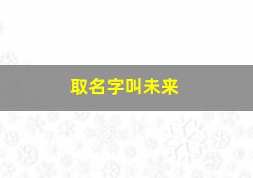 取名字叫未来