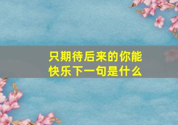 只期待后来的你能快乐下一句是什么