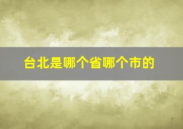 台北是哪个省哪个市的