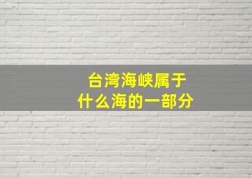 台湾海峡属于什么海的一部分