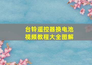 台铃遥控器换电池视频教程大全图解