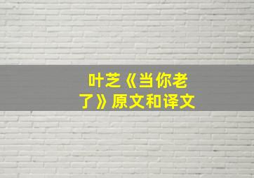 叶芝《当你老了》原文和译文