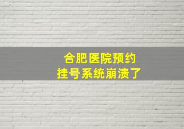 合肥医院预约挂号系统崩溃了