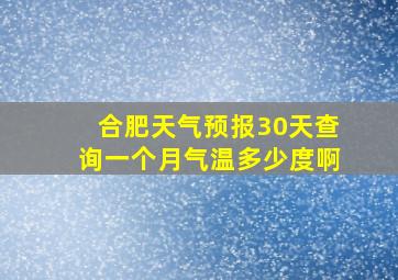 合肥天气预报30天查询一个月气温多少度啊