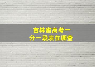 吉林省高考一分一段表在哪查