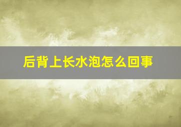 后背上长水泡怎么回事