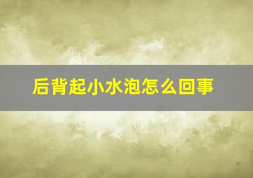 后背起小水泡怎么回事