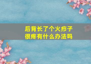 后背长了个火疖子很疼有什么办法吗