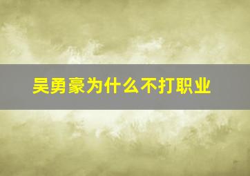 吴勇豪为什么不打职业