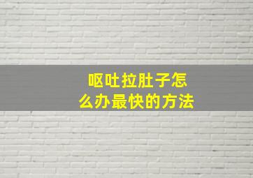 呕吐拉肚子怎么办最快的方法