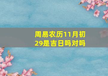 周易农历11月初29是吉日吗对吗