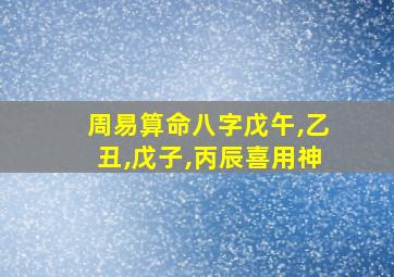 周易算命八字戊午,乙丑,戊子,丙辰喜用神