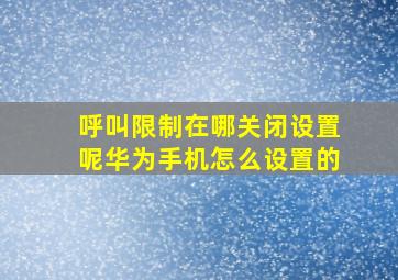 呼叫限制在哪关闭设置呢华为手机怎么设置的