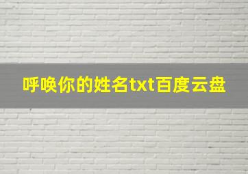 呼唤你的姓名txt百度云盘