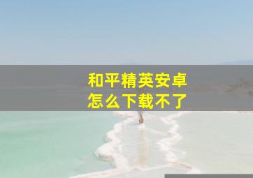 和平精英安卓怎么下载不了