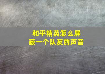 和平精英怎么屏蔽一个队友的声音