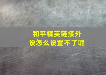 和平精英链接外设怎么设置不了呢