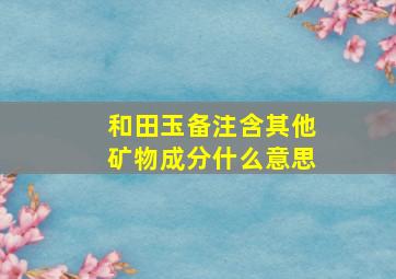 和田玉备注含其他矿物成分什么意思