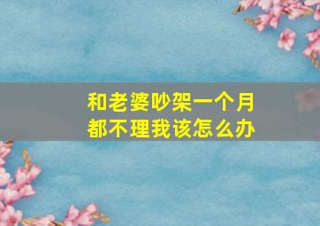 和老婆吵架一个月都不理我该怎么办