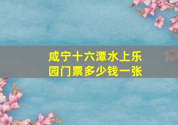 咸宁十六潭水上乐园门票多少钱一张