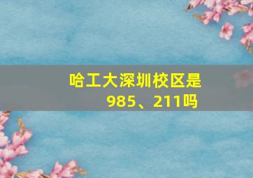 哈工大深圳校区是985、211吗