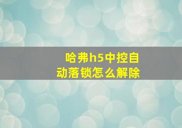 哈弗h5中控自动落锁怎么解除