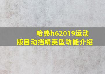 哈弗h62019运动版自动挡精英型功能介绍